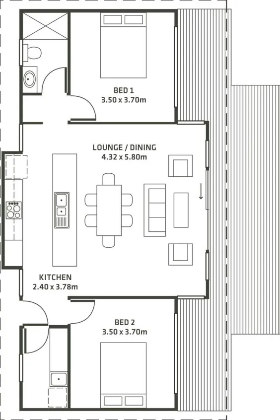 Before: a plain 2D floor plan turned into a furnished, coloured floor plan by Decoryx AI