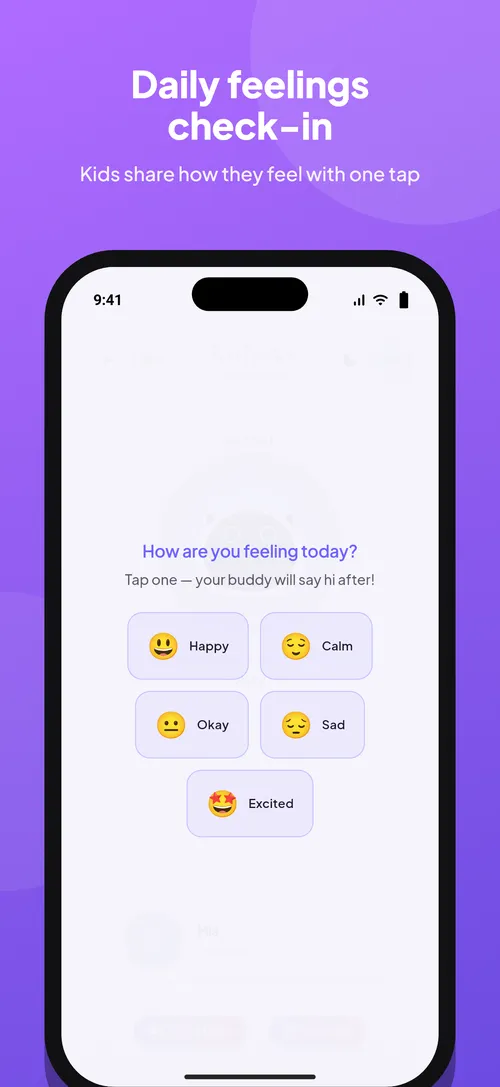 Kido AI daily feelings check-in: kids tap how they feel