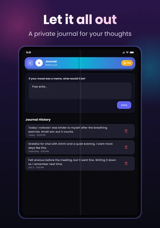 Mizaaj private journal for your thoughts
