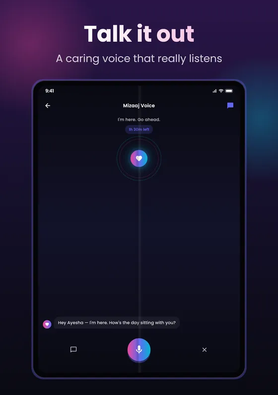 Mizaaj voice: talk it out with a caring AI voice that really listens